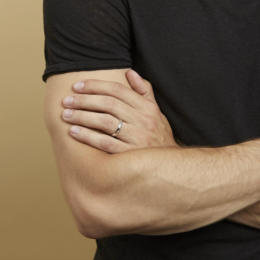 mens white gold wedding band in 4mm