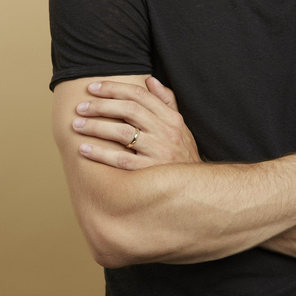 mens yellow gold wedding band in 4mm