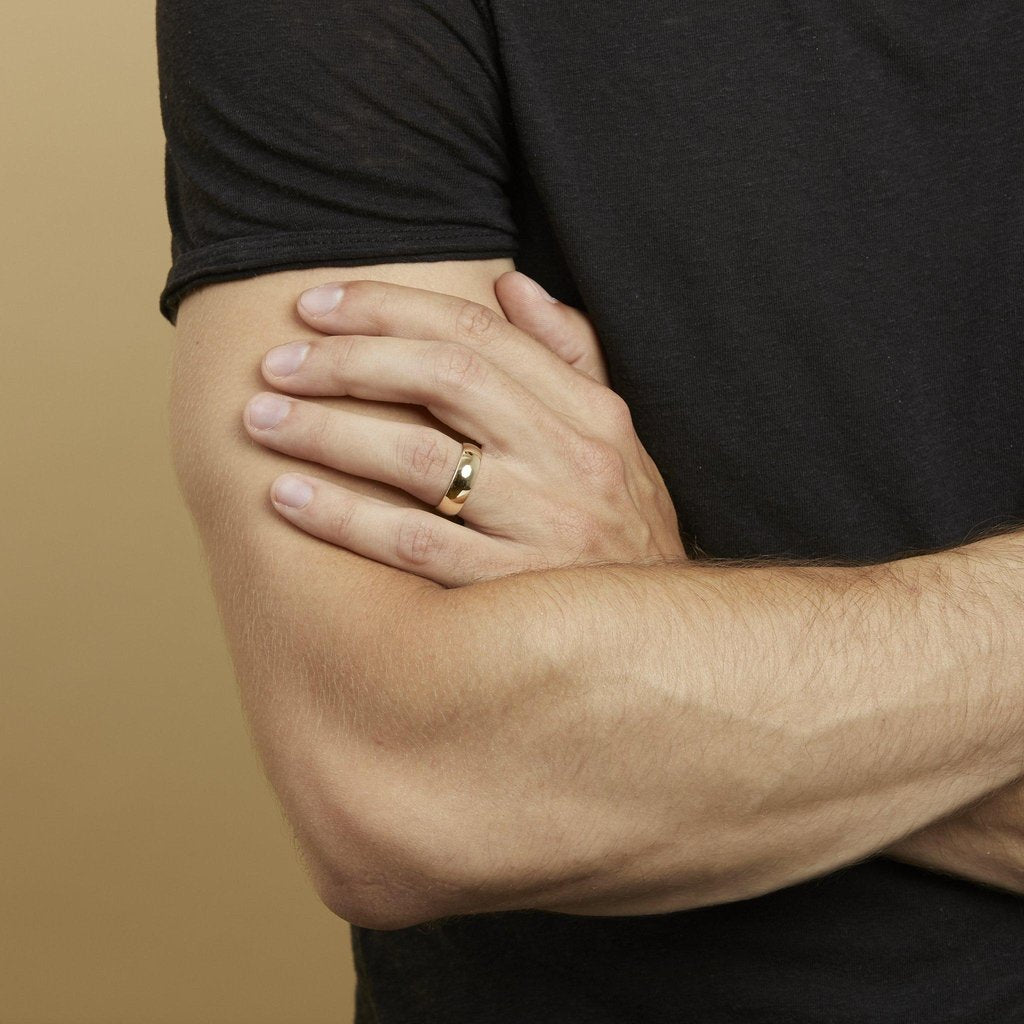 mens yellow gold wedding band in 6mm