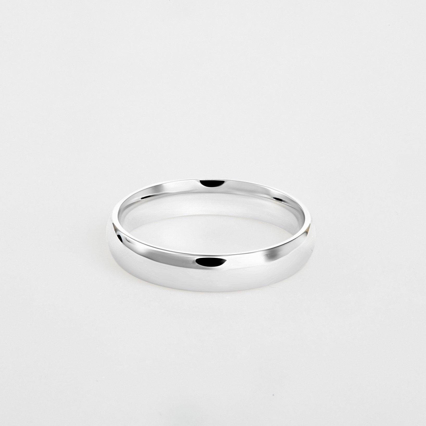 mens white gold wedding band in 4mm