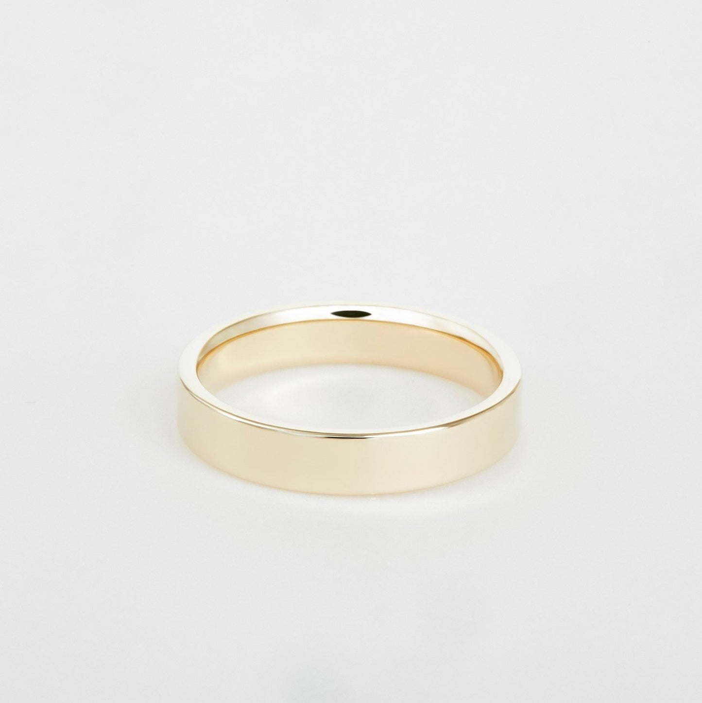 mens flat 14K yellow gold wedding band 4mm
