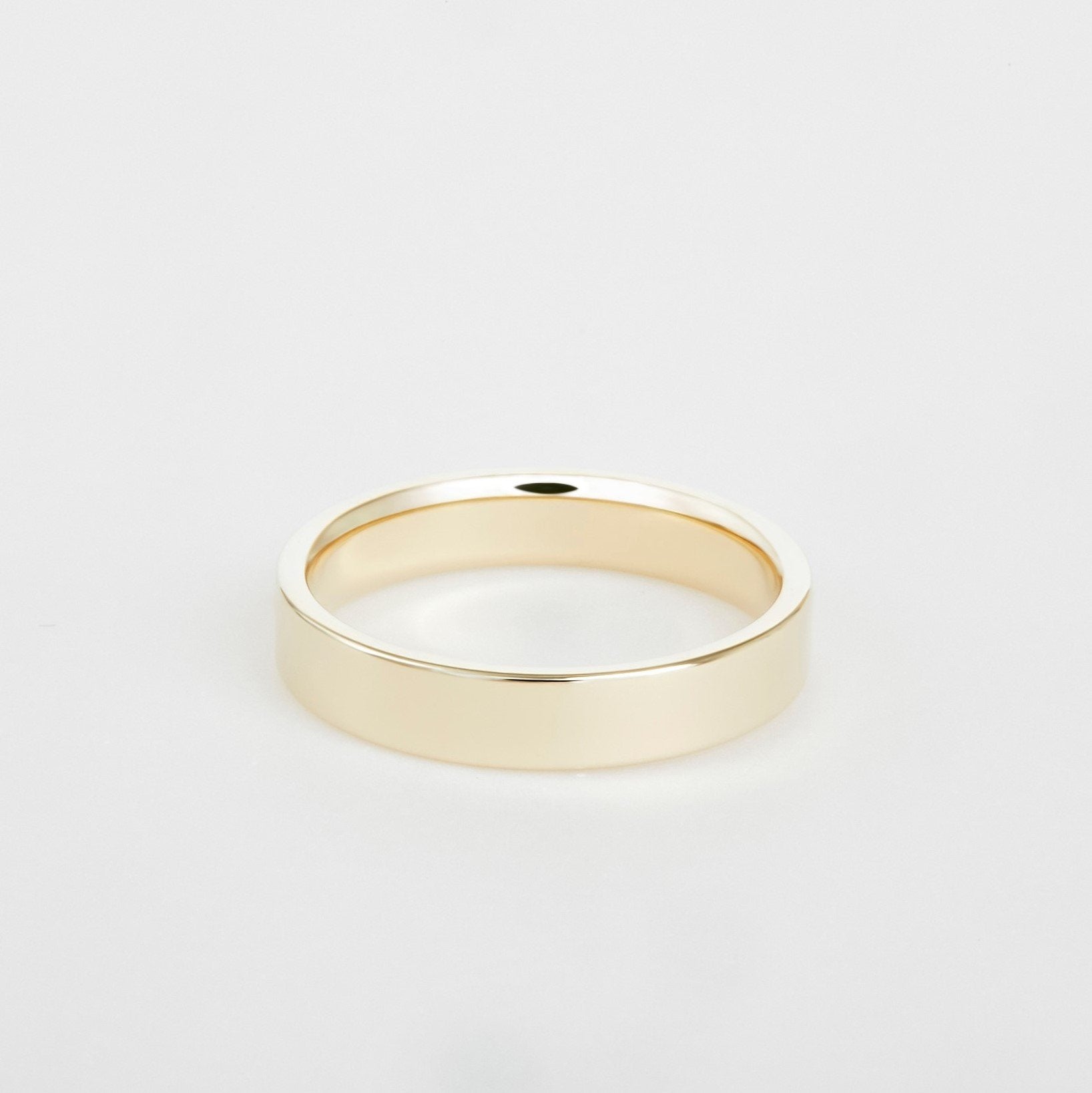 mens flat 14K yellow gold wedding band 4mm