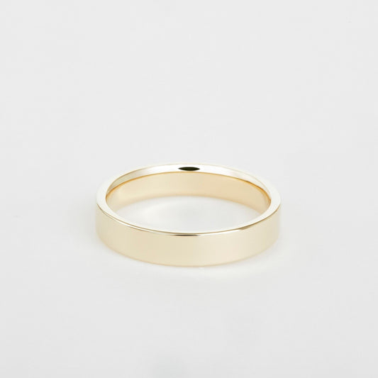 mens flat 14K yellow gold wedding band 4mm