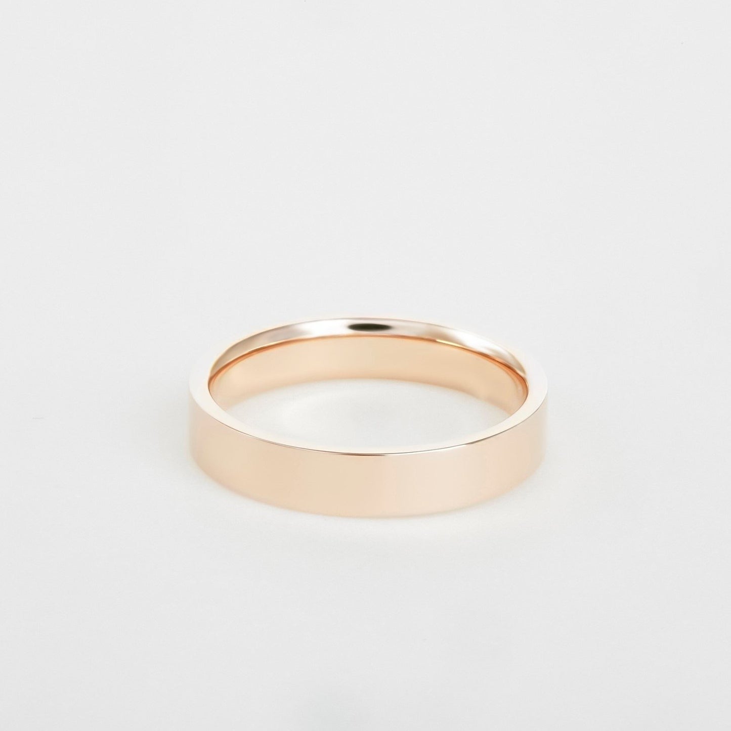 mens flat 14K rose gold wedding band 4mm