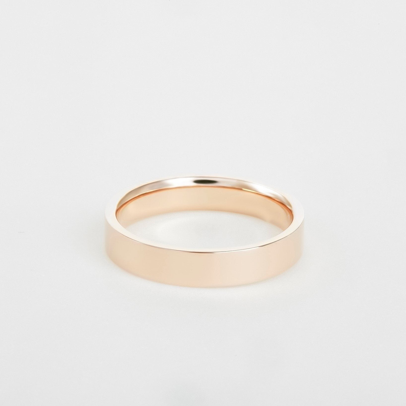 mens flat 14K rose gold wedding band 4mm
