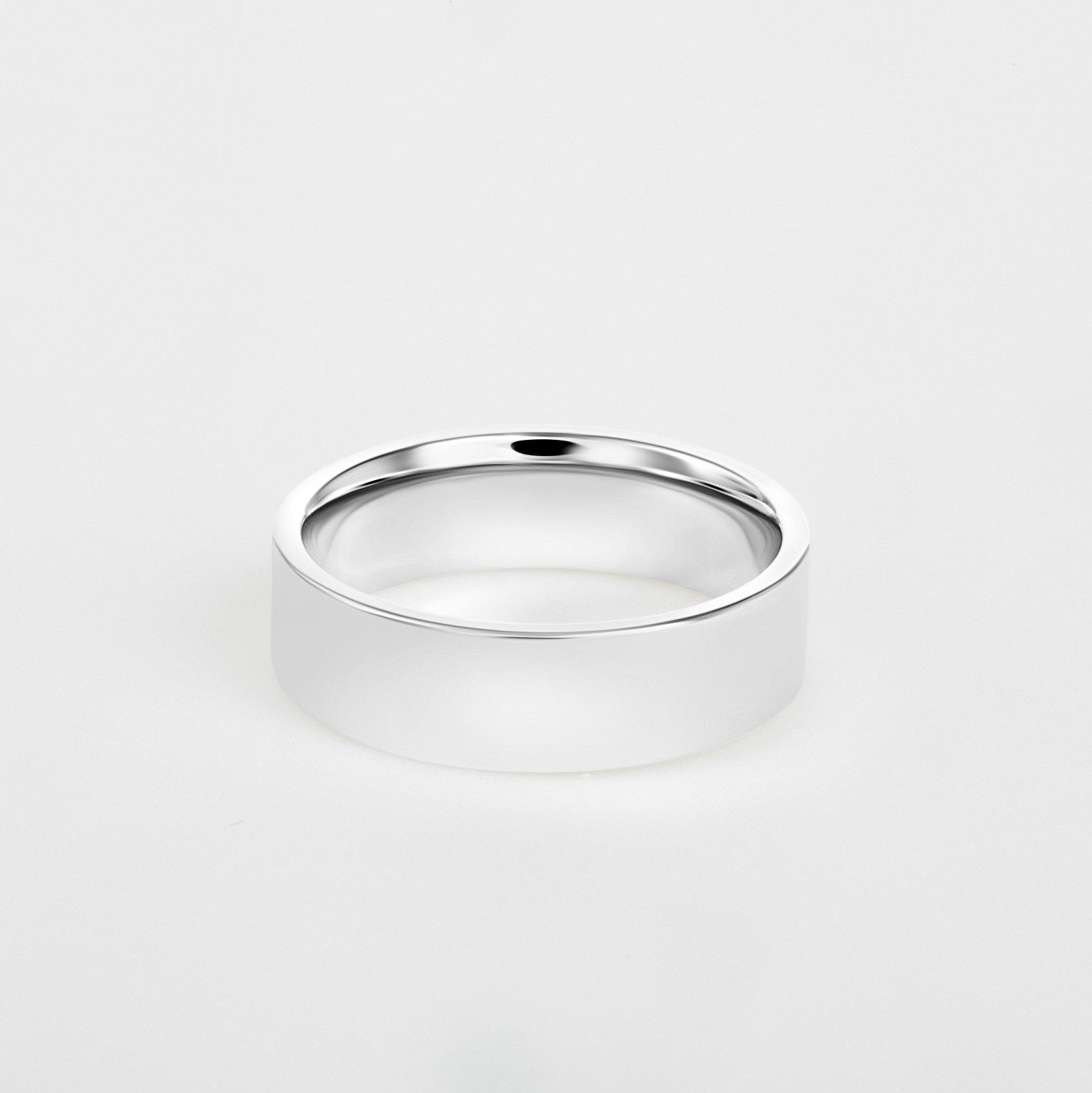 mens flat platinum wedding band 6mm