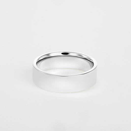 mens flat platinum wedding band 6mm