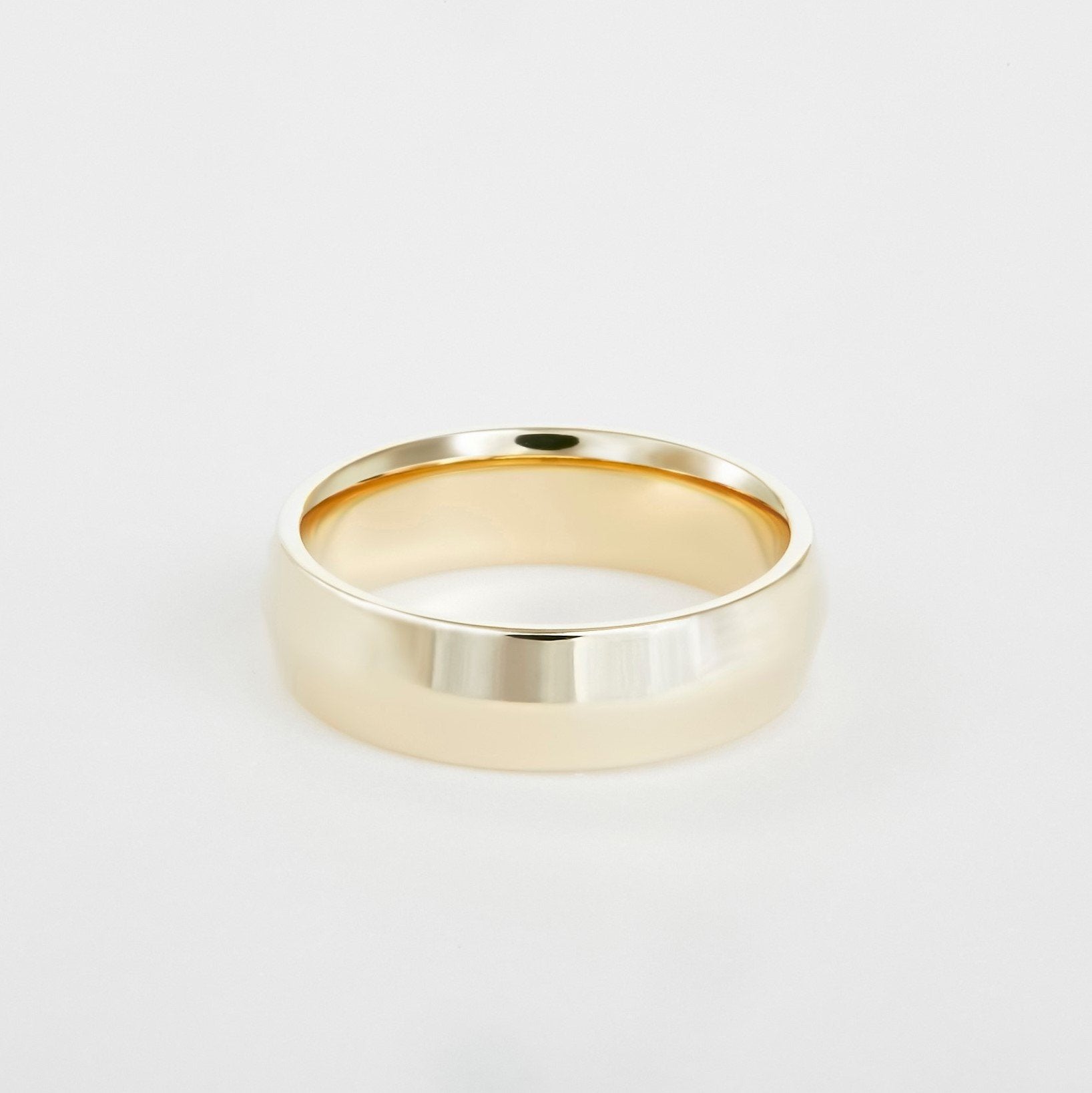 mens 14K yellow gold knife edge wedding band 6mm