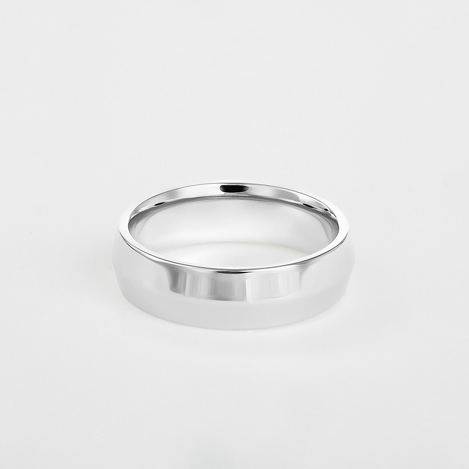 mens 14K white gold knife edge wedding band 6mm