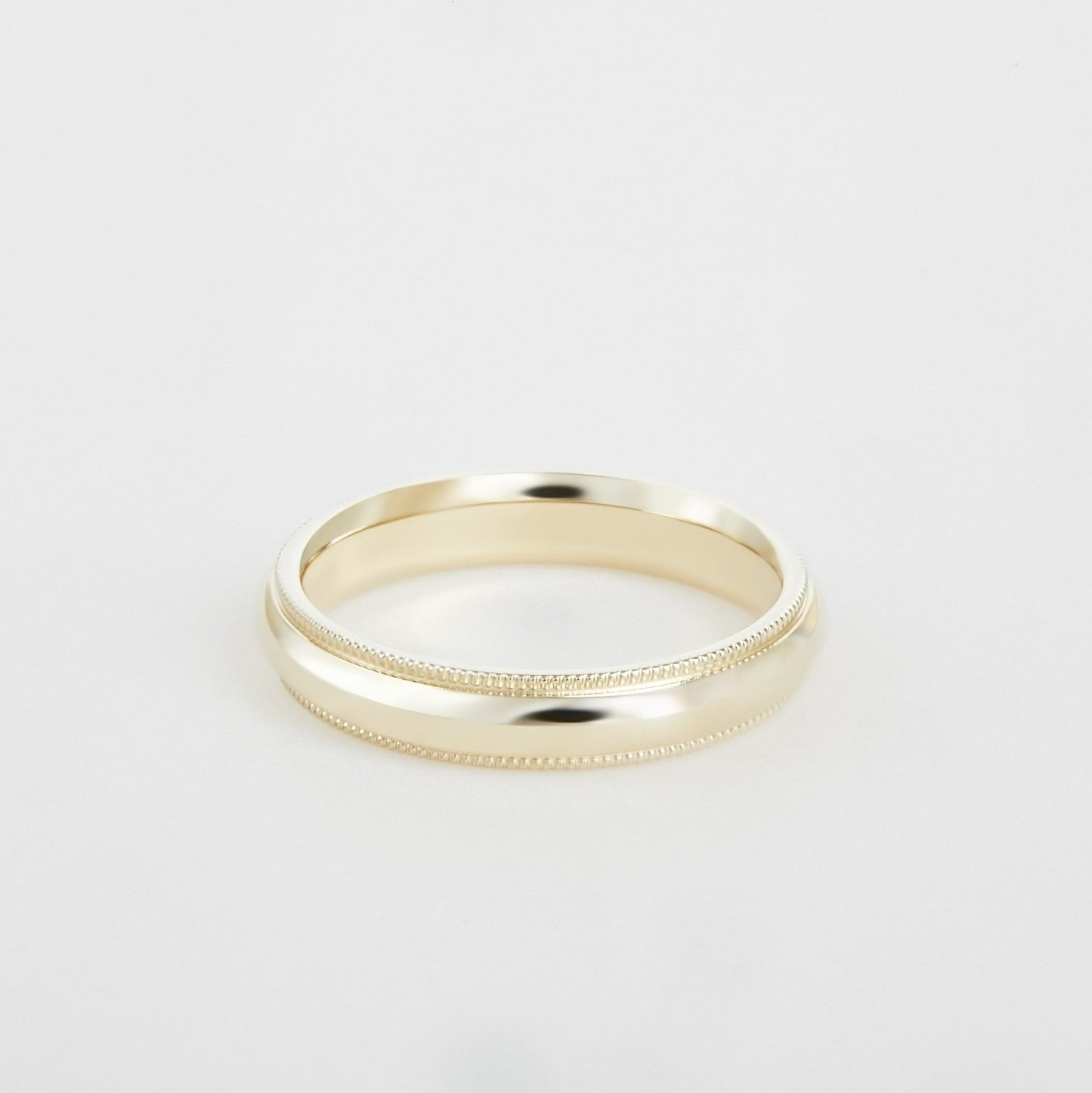 mens 14K yellow gold milgrain wedding band 4mm