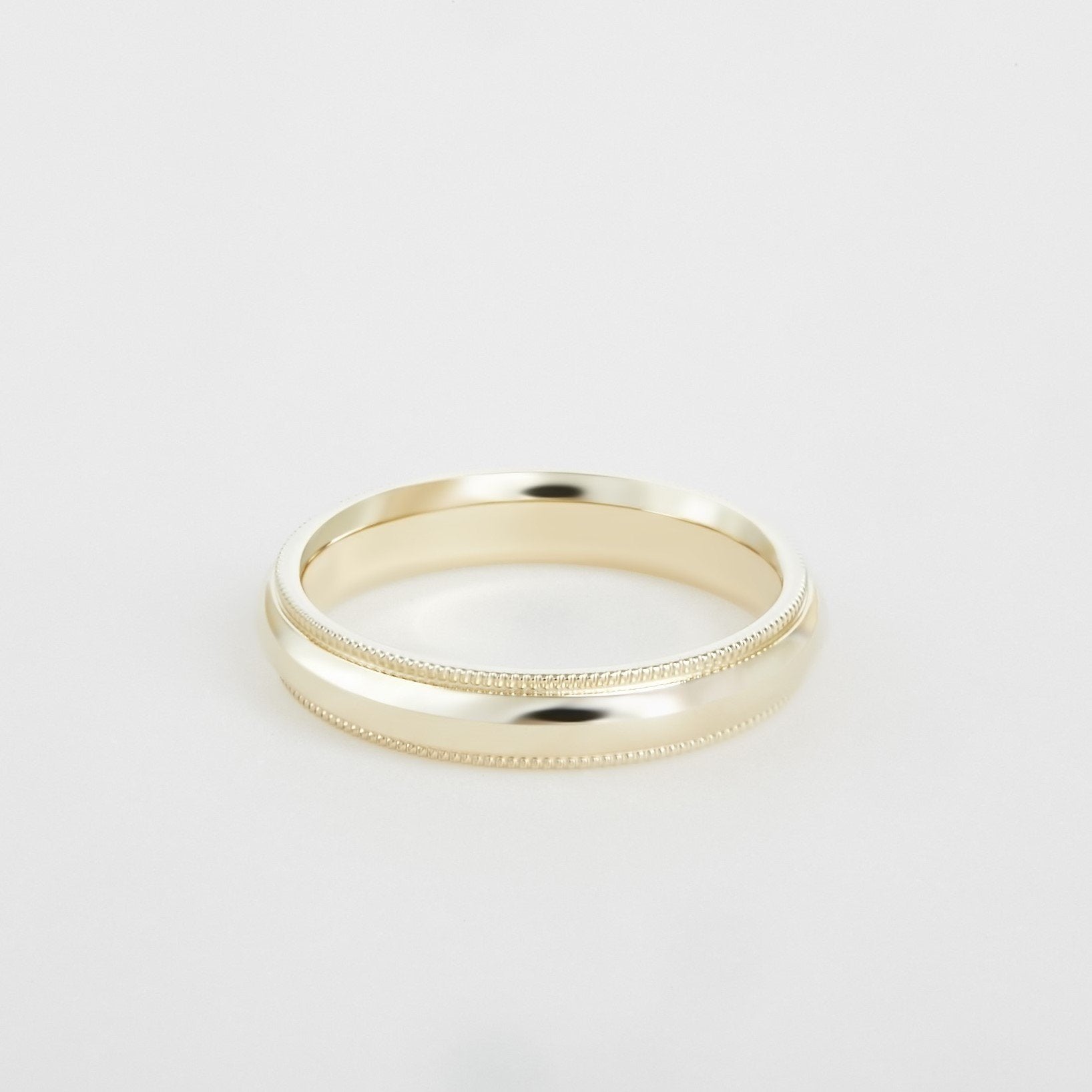 mens 14K yellow gold milgrain wedding band 4mm