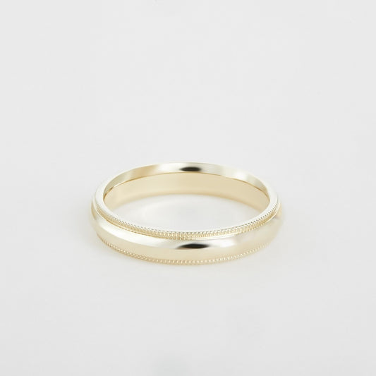 mens 14K yellow gold milgrain wedding band 4mm