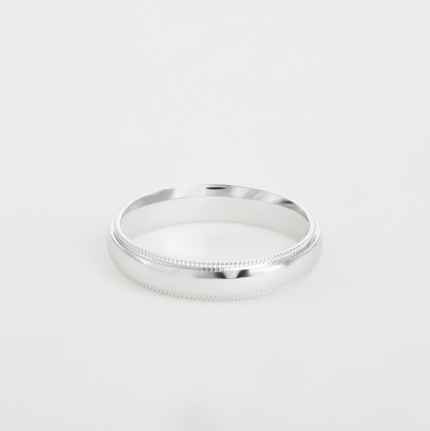 mens 14K white gold milgrain wedding band 4mm