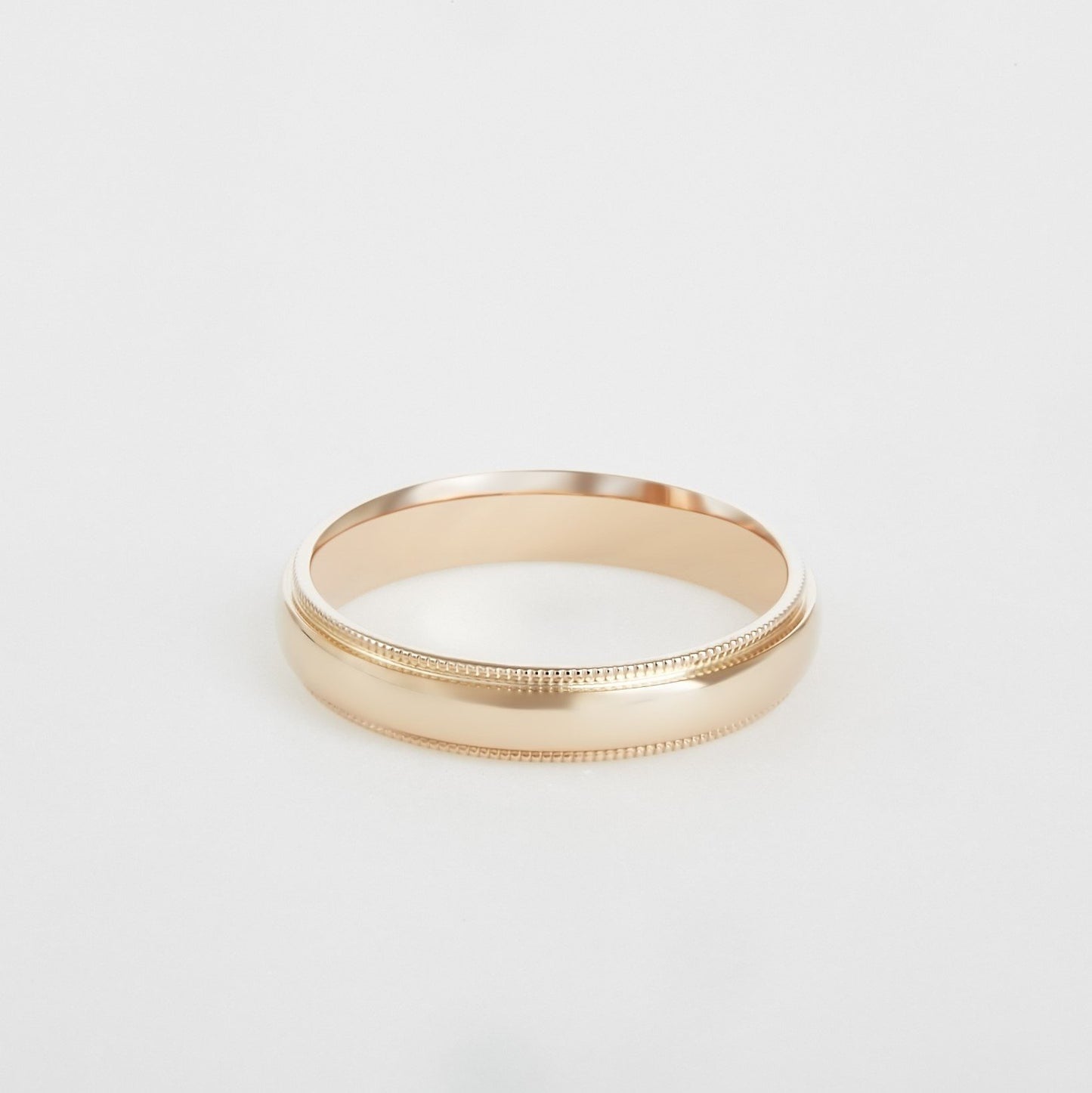 mens 14K rose gold milgrain wedding band 4mm