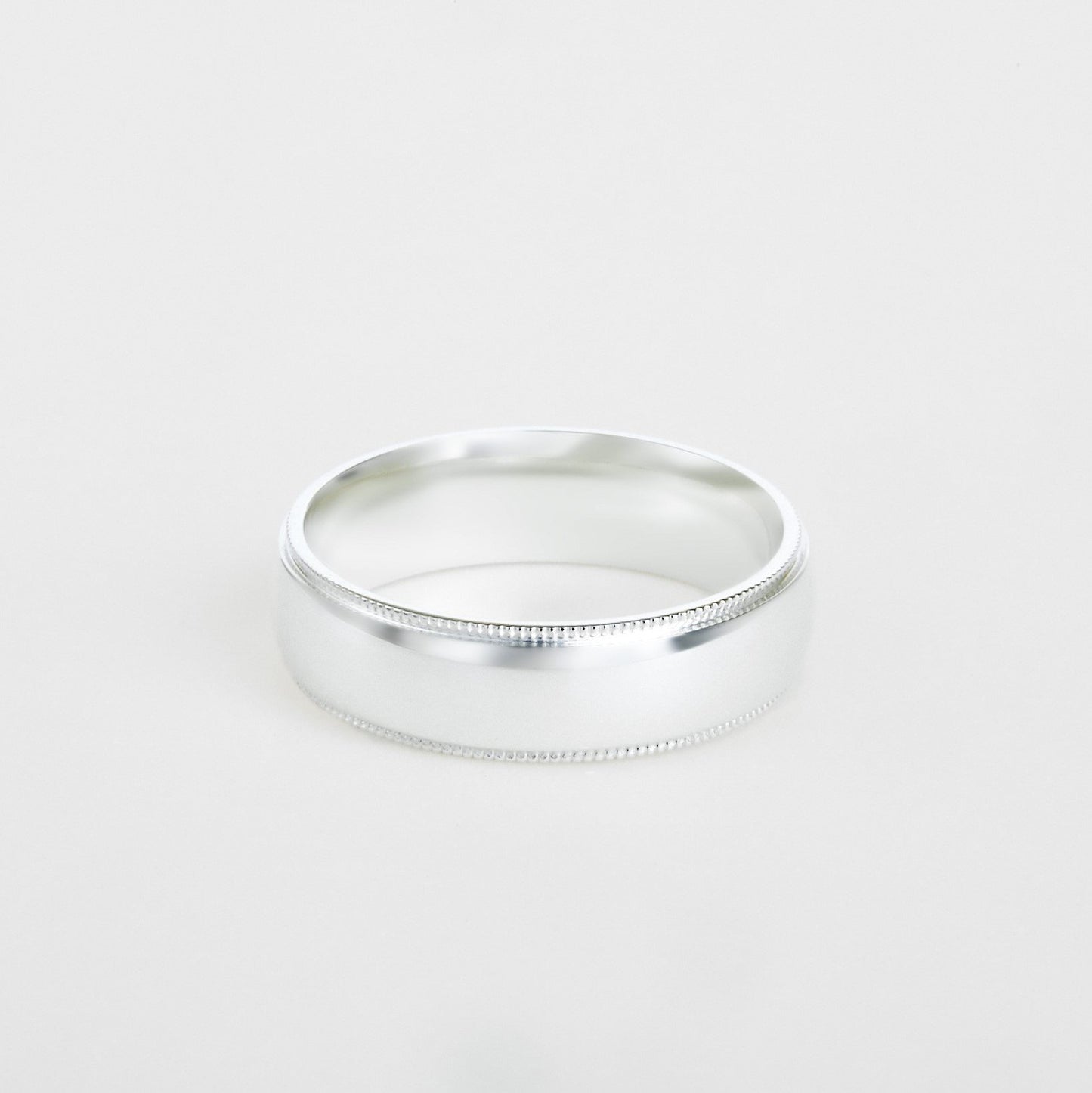 mens 14K white gold milgrain wedding band 6mm