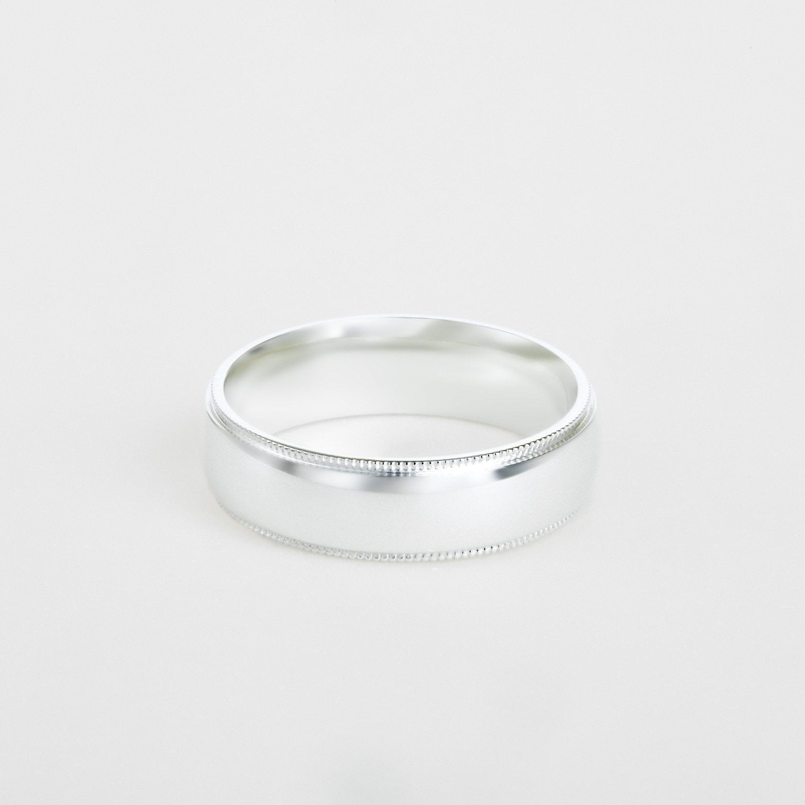 mens 14K white gold milgrain wedding band 6mm