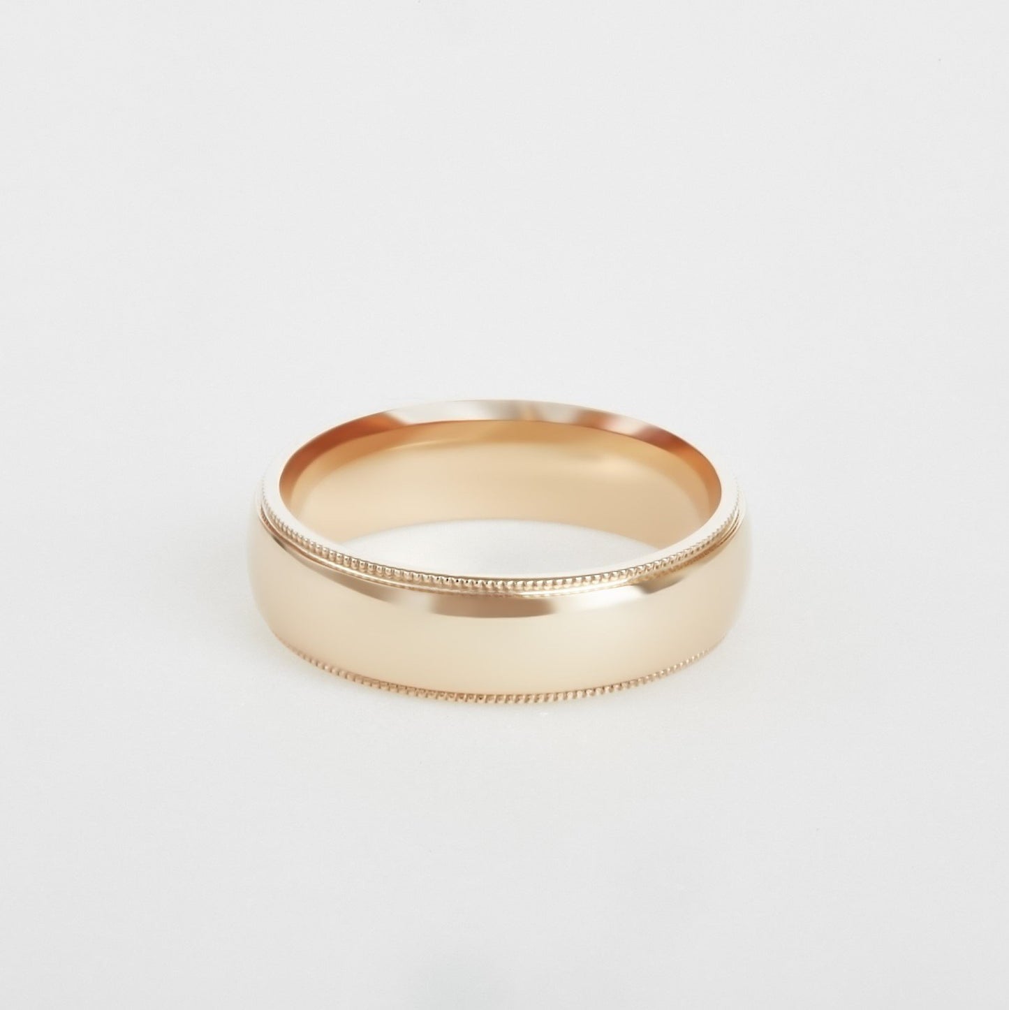 mens 14K rose gold milgrain wedding band 6mm