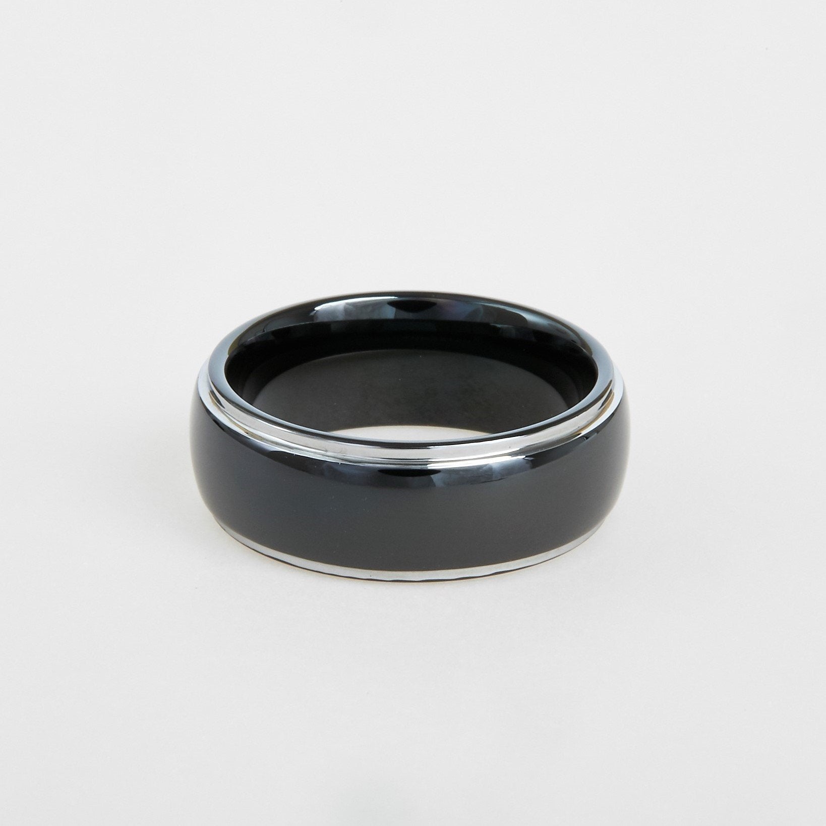 mens black two tone tungsten wedding band 8mm