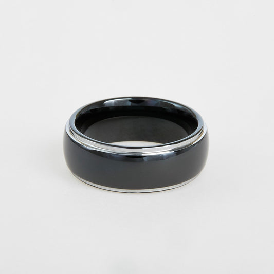mens black two tone tungsten wedding band 8mm