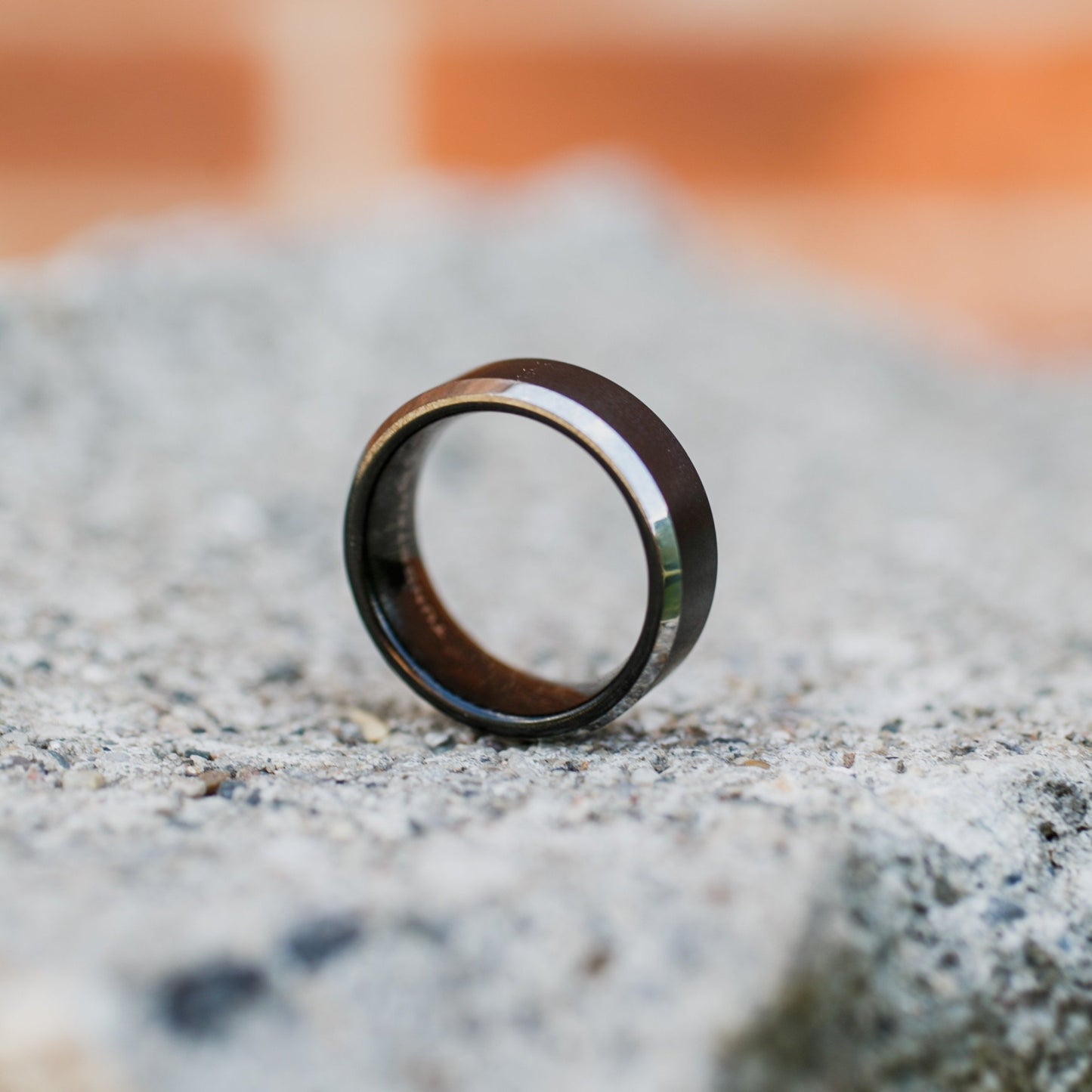 mens natural tungsten beveled edge band 8mm
