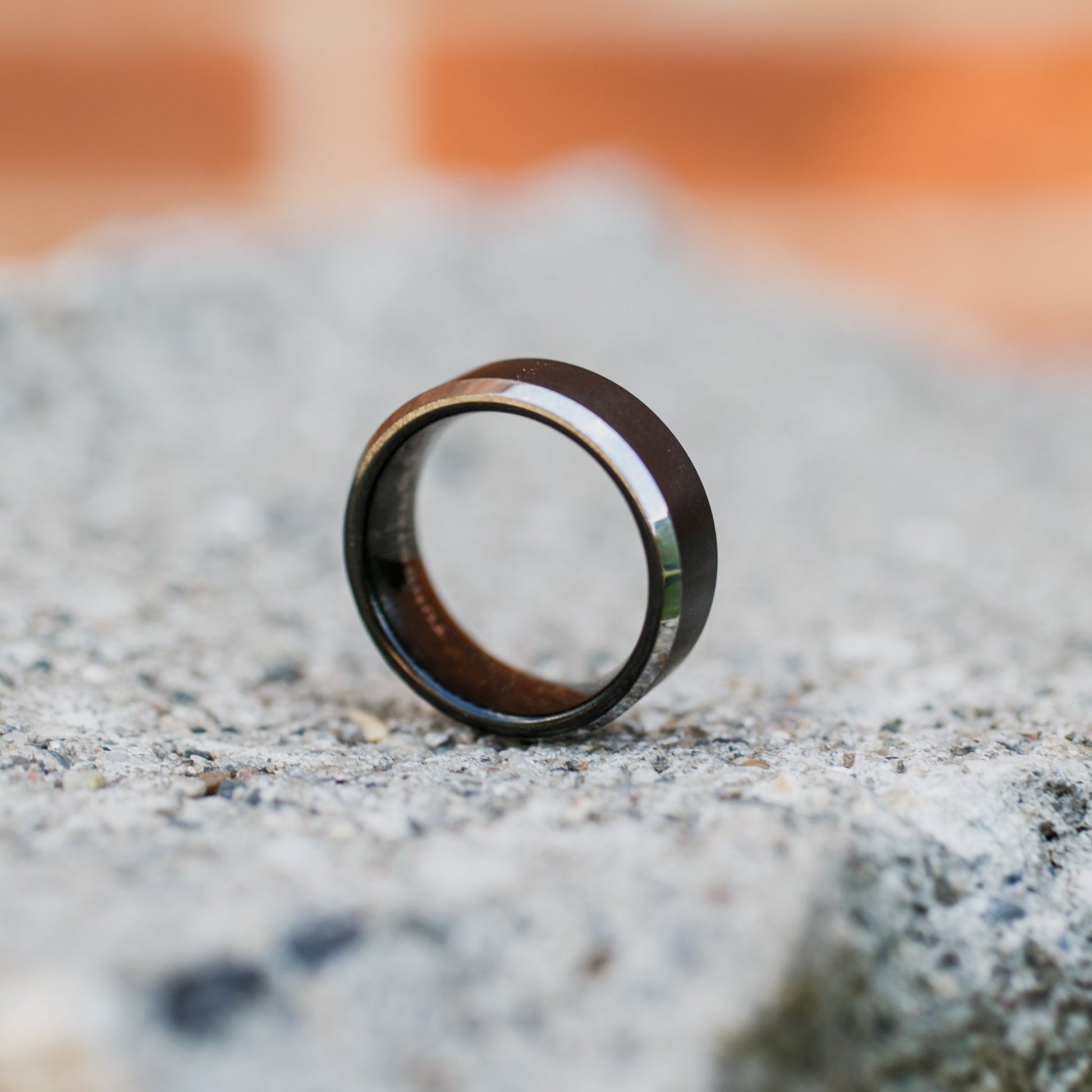 mens natural tungsten beveled edge band 8mm