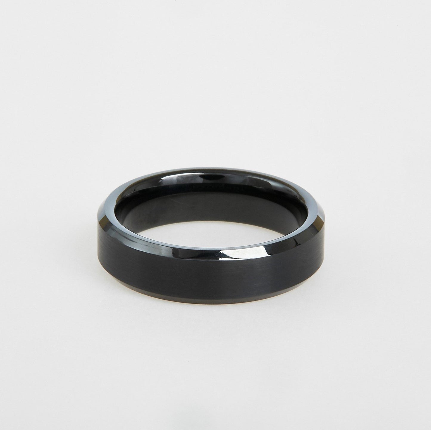 mens black tungsten beveled edge band 6mm