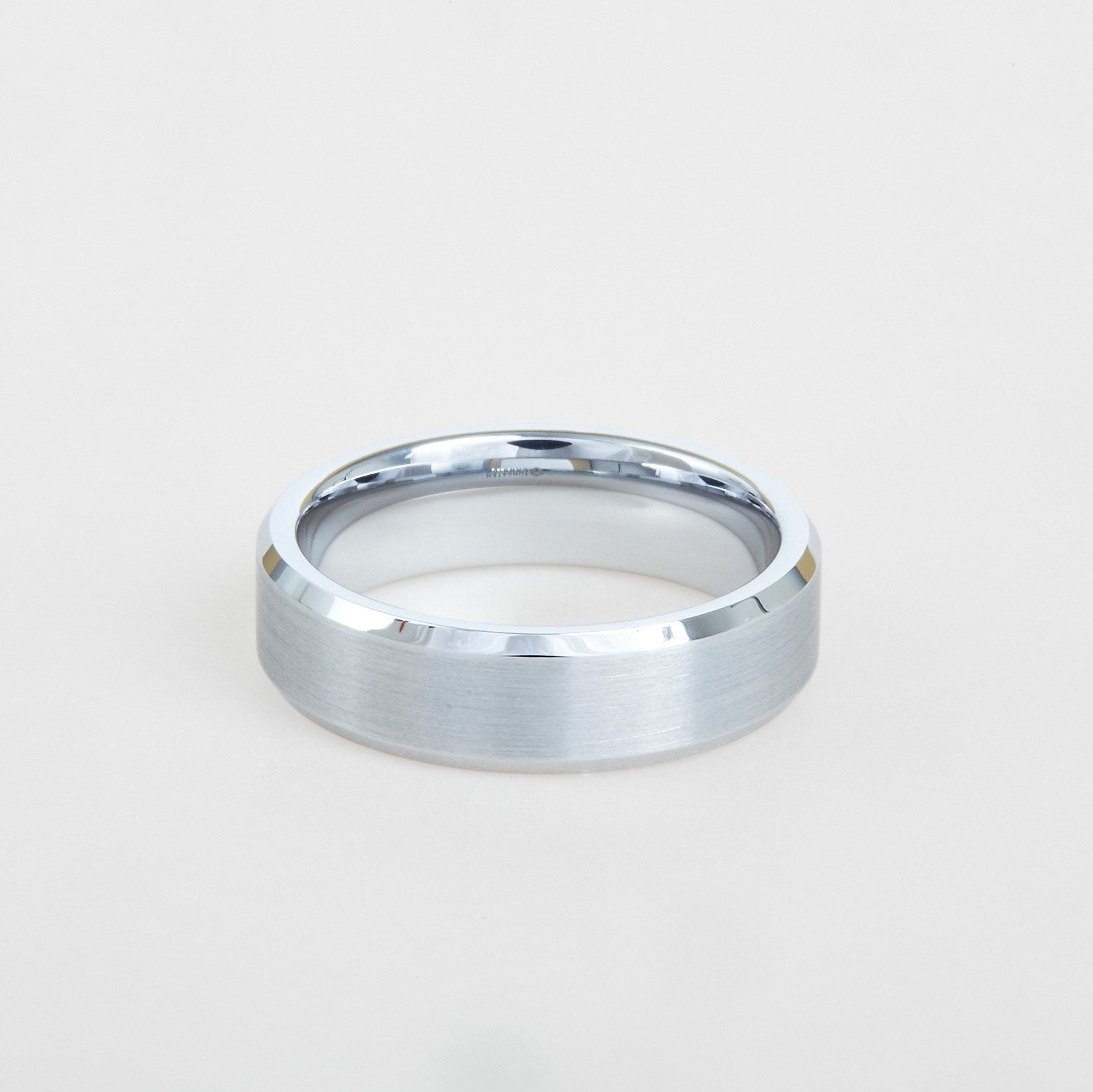 mens tungsten beveled edge band 6mm