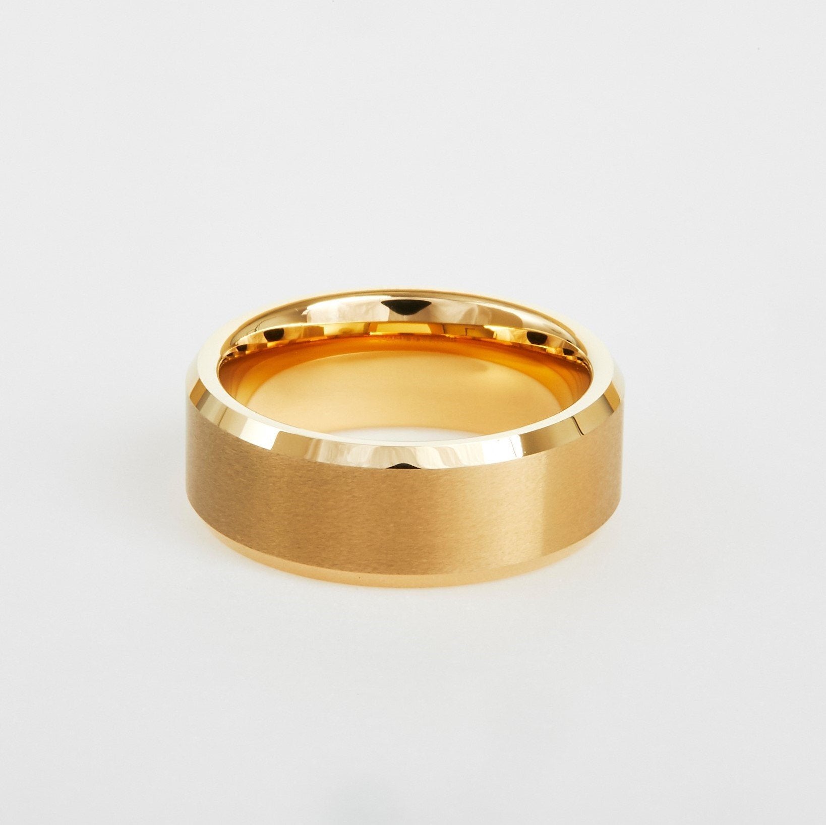 mens natural tungsten beveled edge band 8mm