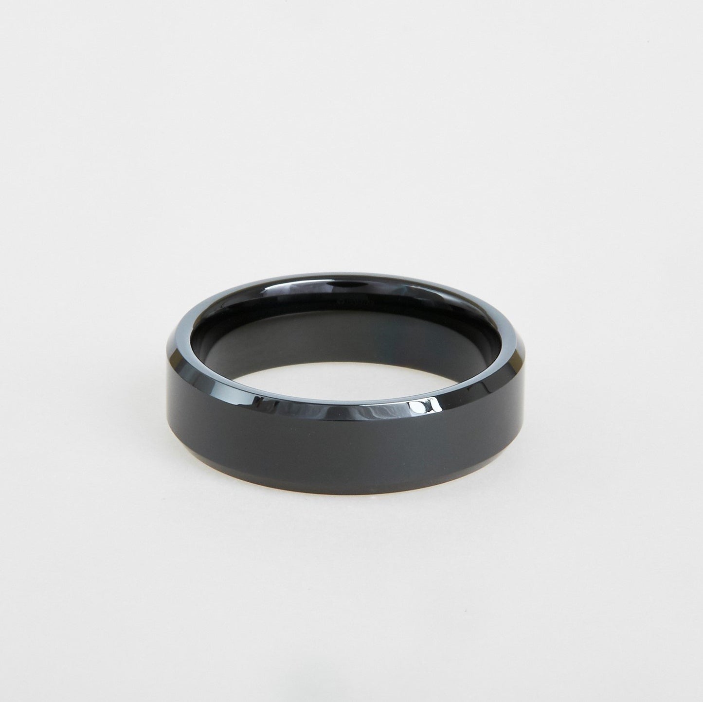 mens black tungsten beveled edge wedding band 6mm