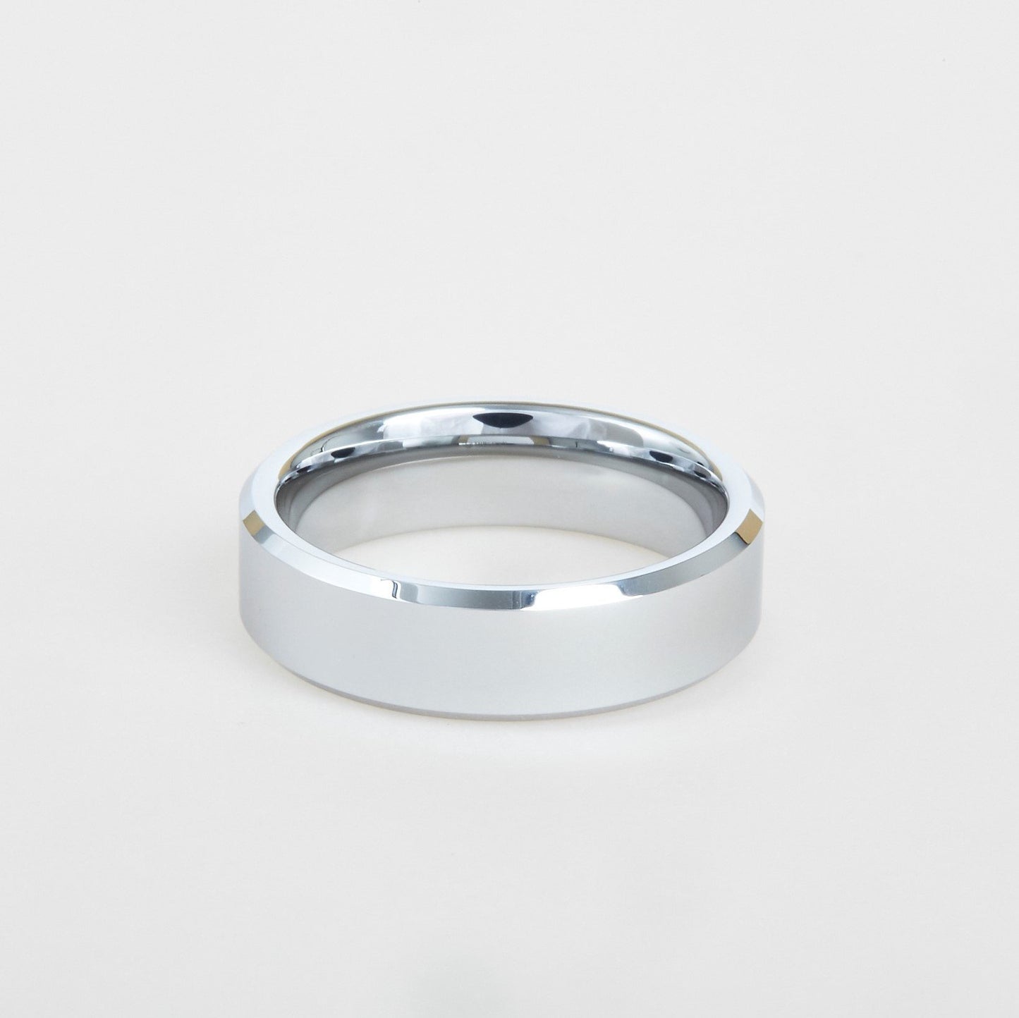 mens tungsten beveled edge wedding band 6mm