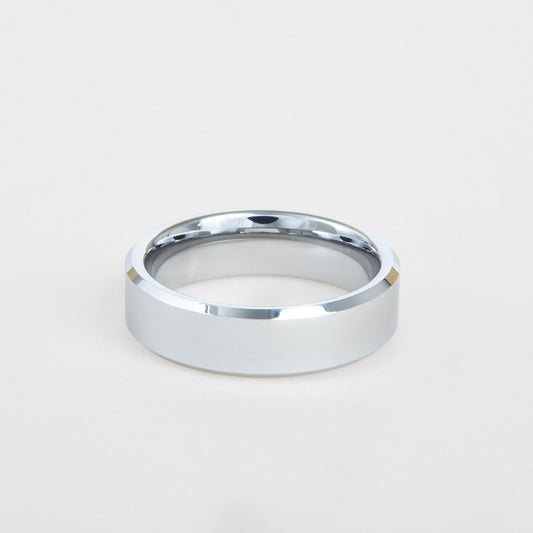 mens tungsten beveled edge wedding band 6mm