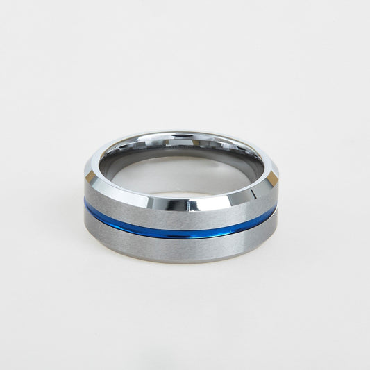 mens tungsten blue center line 8mm