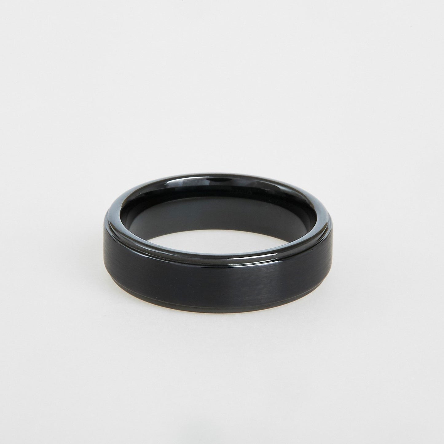 mens black tungsten edge wedding band 6mm