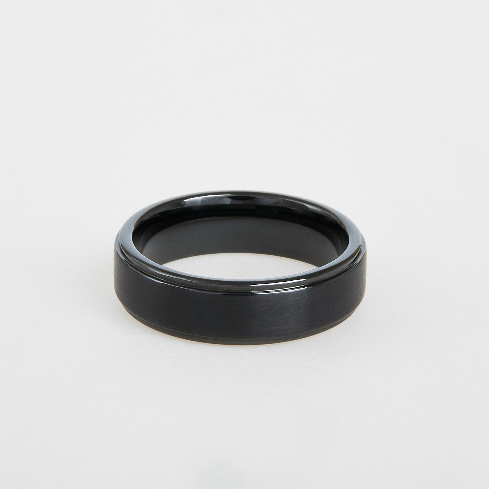 mens black tungsten edge wedding band 6mm