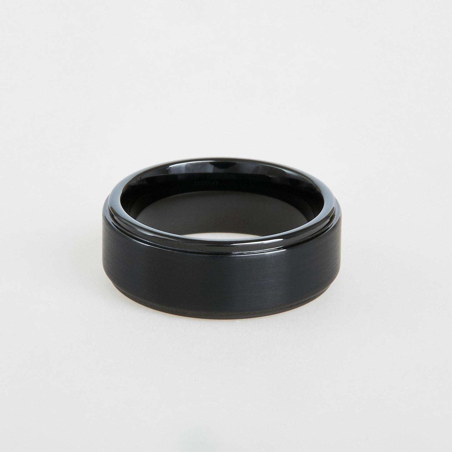 mens black tungsten edge wedding band 8mm