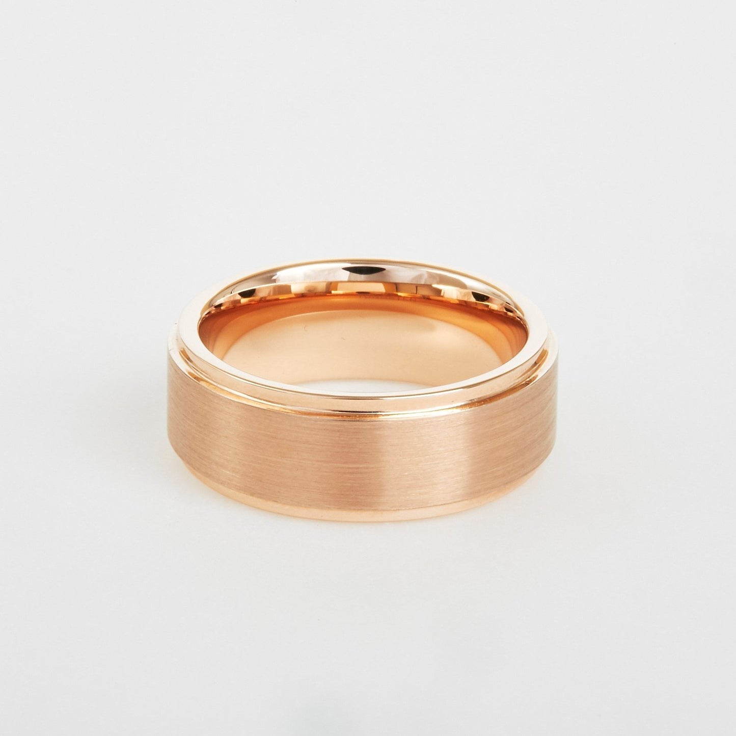 mens rose tungsten edge wedding band 8mm