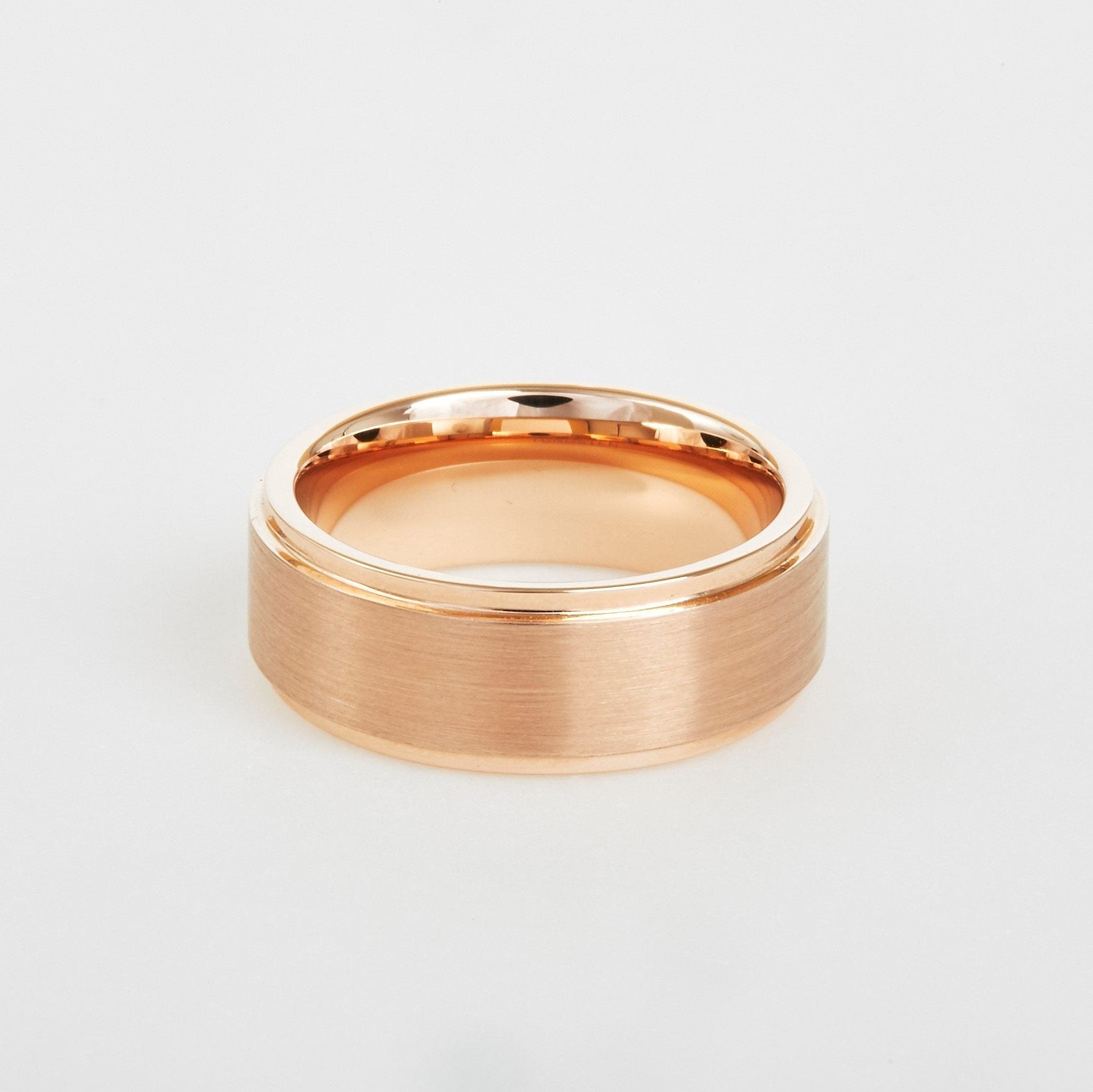mens rose tungsten edge wedding band 8mm