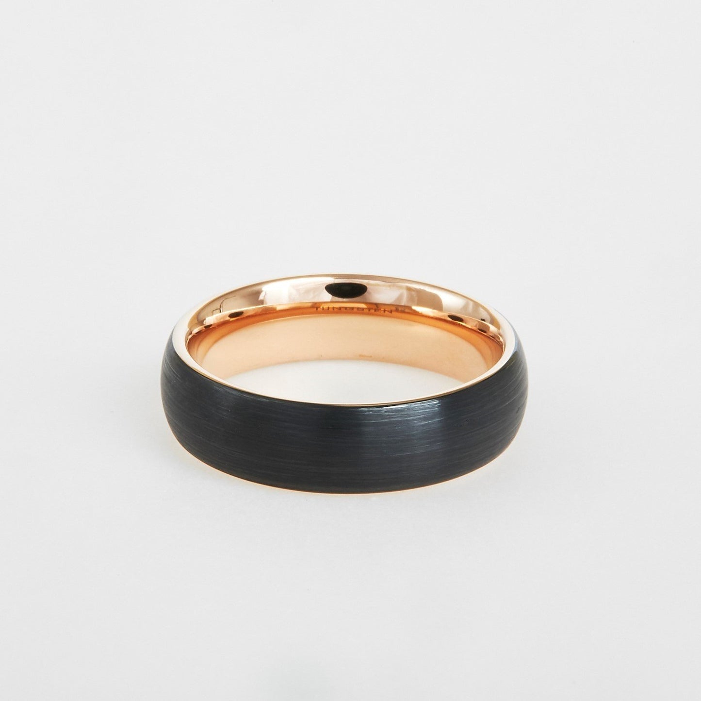 Mens Rose Interior Black Tungsten Wedding Band 6mm