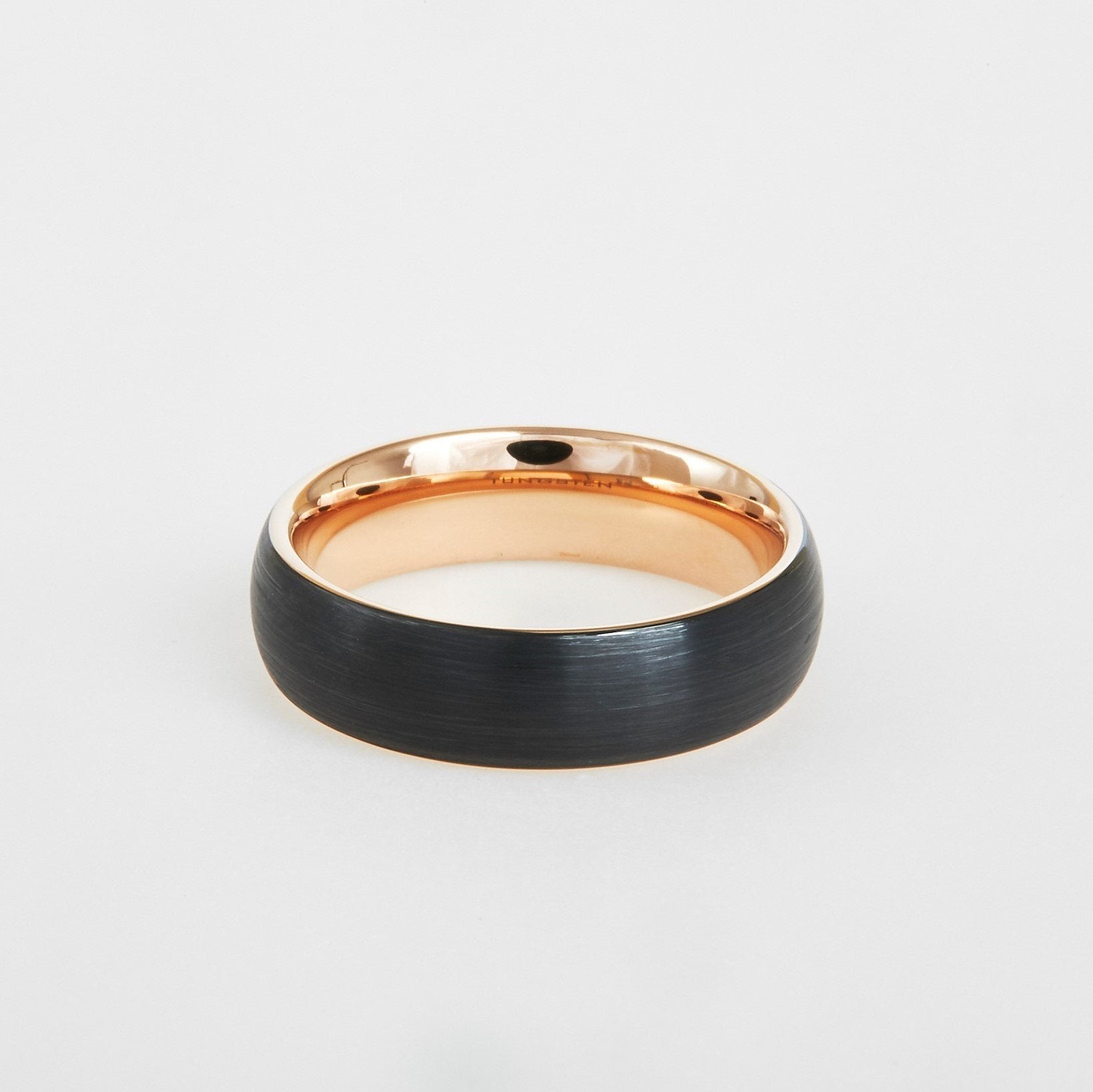 Mens Rose Interior Black Tungsten Wedding Band 6mm