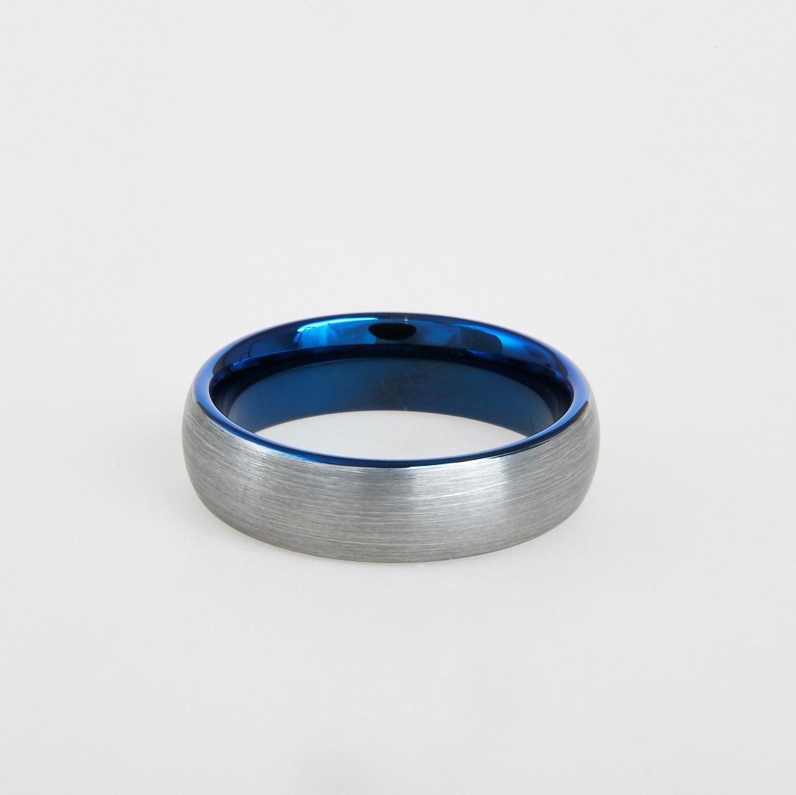 Mens Blue Interior Tungsten Wedding Band 6mm