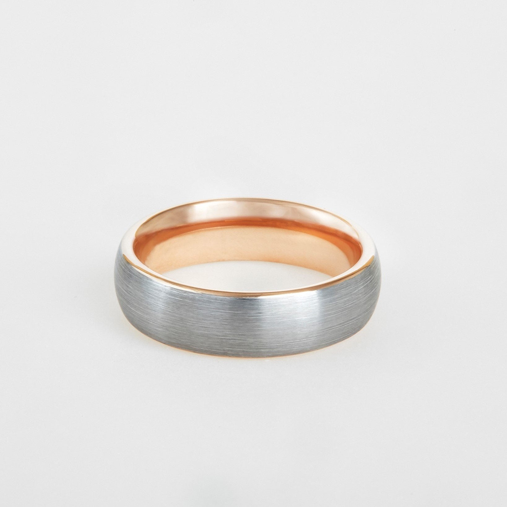 Mens Rose Interior Tungsten Wedding Band 6mm
