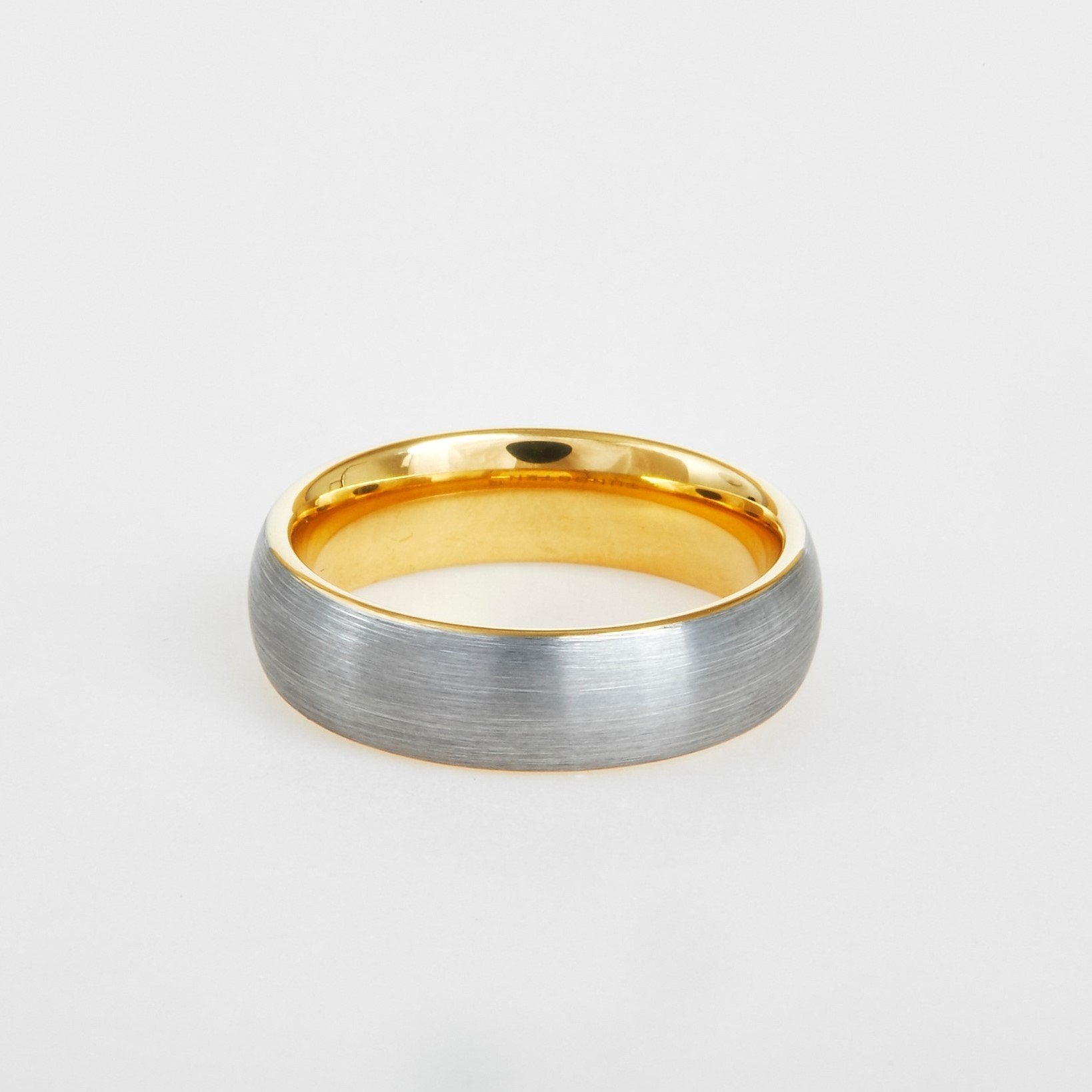 Mens Yellow Interior Tungsten Wedding Band 6mm