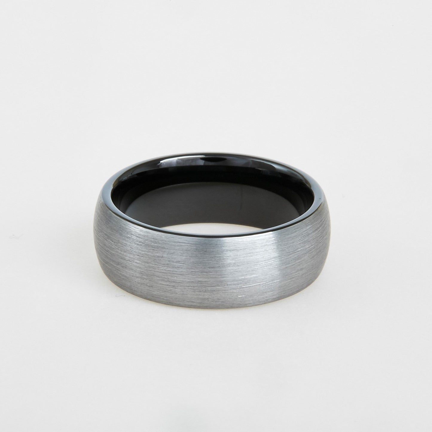 mens tungsten wedding band black interior 8mm