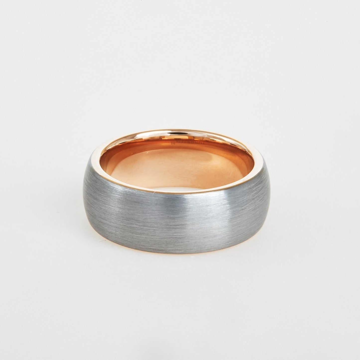 mens tungsten wedding band rose interior 8mm